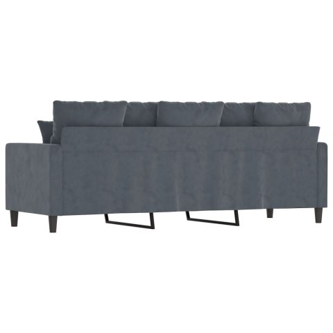 SOFA 3-OSOBOWA CIEMNOSZARA 180CM OBITA AKSAMITEM
