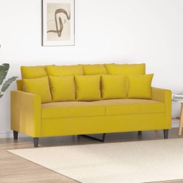 SOFA 2-OSOBOWA ŻÓŁTA 140CM TAPICEROWANA AKSAMITEM