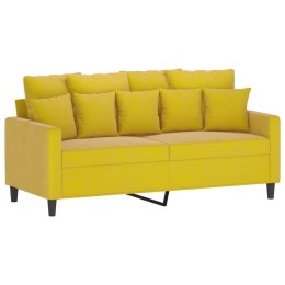 SOFA 2-OSOBOWA ŻÓŁTA 140CM TAPICEROWANA AKSAMITEM