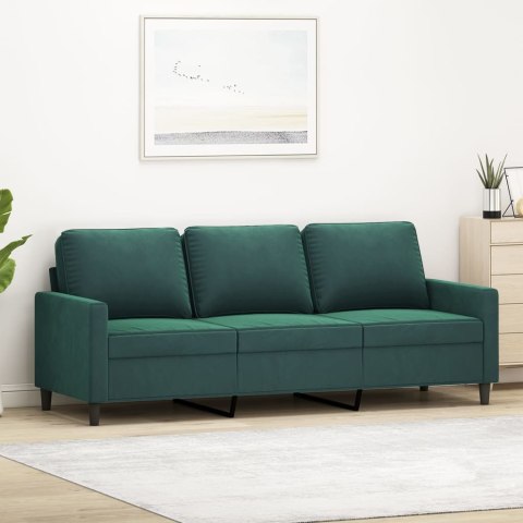 SOFA 3-OSOBOWA CIEMNOZIELONY 180CM OBITA AKSAMITEM