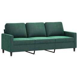 SOFA 3-OSOBOWA CIEMNOZIELONY 180CM OBITA AKSAMITEM