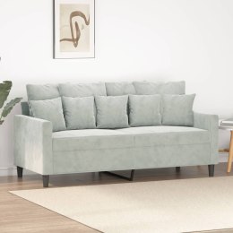 SOFA 2-OSOBOWA JASNOSZARA 140CM TAPICEROWANA AKSAMITEM