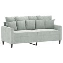 SOFA 2-OSOBOWA JASNOSZARA 140CM TAPICEROWANA AKSAMITEM