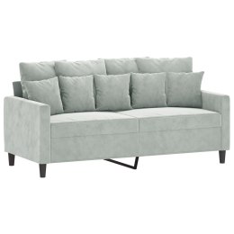 SOFA 2-OSOBOWA JASNOSZARA 140CM TAPICEROWANA AKSAMITEM
