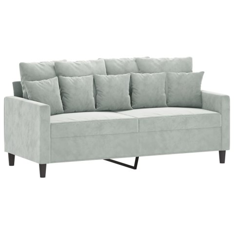 SOFA 2-OSOBOWA JASNOSZARA 140CM TAPICEROWANA AKSAMITEM