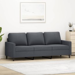 SOFA 3-OSOBOWA CIEMNOSZARA 180CM OBITA AKSAMITEM