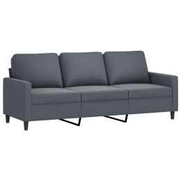 SOFA 3-OSOBOWA CIEMNOSZARA 180CM OBITA AKSAMITEM