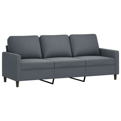 SOFA 3-OSOBOWA CIEMNOSZARA 180CM OBITA AKSAMITEM