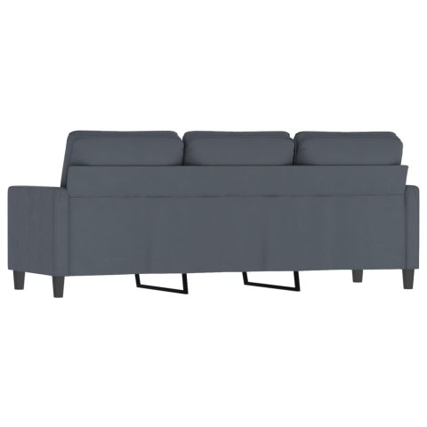 SOFA 3-OSOBOWA CIEMNOSZARA 180CM OBITA AKSAMITEM