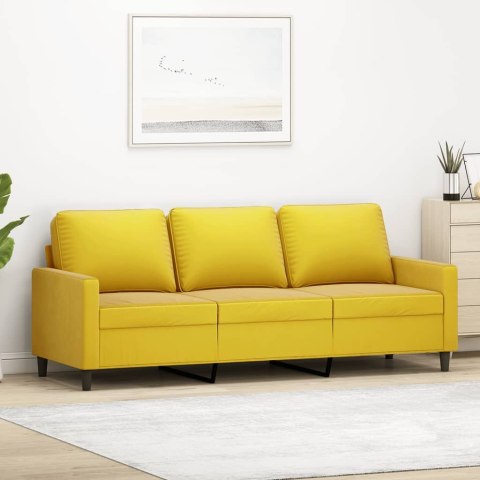 SOFA 3-OSOBOWA ŻÓŁTY 180CM TAPICEROWANA AKSAMITEM