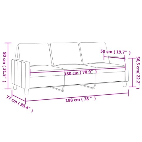 SOFA 3-OSOBOWA ŻÓŁTY 180CM TAPICEROWANA AKSAMITEM
