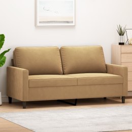SOFA 2-OSOBOWA BRĄZOWA 140CM TAPICEROWANA AKSAMITEM