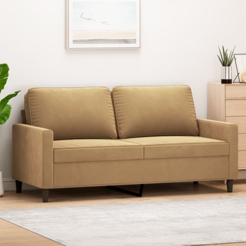 SOFA 2-OSOBOWA BRĄZOWA 140CM TAPICEROWANA AKSAMITEM