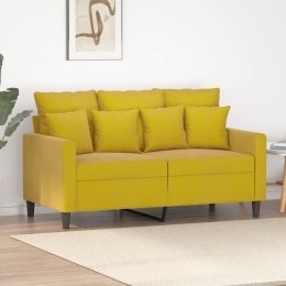 SOFA 2-OSOBOWA ŻÓŁTA 120CM TAPICEROWANA AKSAMITEM