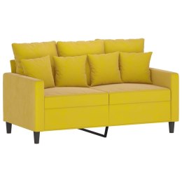 SOFA 2-OSOBOWA ŻÓŁTA 120CM TAPICEROWANA AKSAMITEM