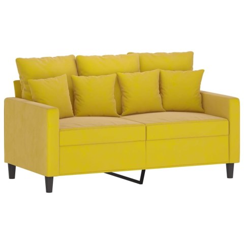 SOFA 2-OSOBOWA ŻÓŁTA 120CM TAPICEROWANA AKSAMITEM