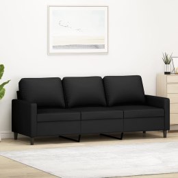 SOFA 3-OSOBOWA CZARNY 180CM TAPICEROWANA AKSAMITEM