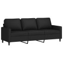 SOFA 3-OSOBOWA CZARNY 180CM TAPICEROWANA AKSAMITEM