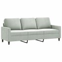 SOFA 3-OSOBOWA JASNOSZARA 180CM TAPICEROWANA AKSAMITEM