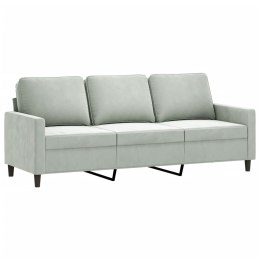 SOFA 3-OSOBOWA JASNOSZARA 180CM TAPICEROWANA AKSAMITEM