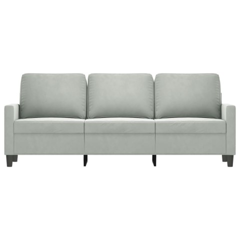 SOFA 3-OSOBOWA JASNOSZARA 180CM TAPICEROWANA AKSAMITEM