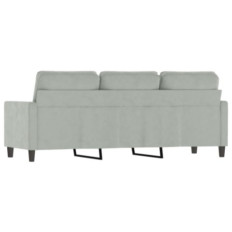 SOFA 3-OSOBOWA JASNOSZARA 180CM TAPICEROWANA AKSAMITEM