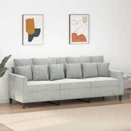 SOFA 3-OSOBOWA JASNOSZARA 180CM TAPICEROWANA AKSAMITEM
