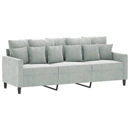 SOFA 3-OSOBOWA JASNOSZARA 180CM TAPICEROWANA AKSAMITEM