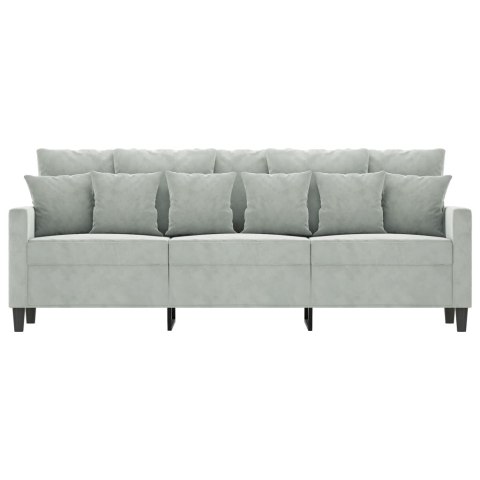 SOFA 3-OSOBOWA JASNOSZARA 180CM TAPICEROWANA AKSAMITEM