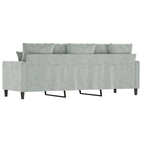 SOFA 3-OSOBOWA JASNOSZARA 180CM TAPICEROWANA AKSAMITEM