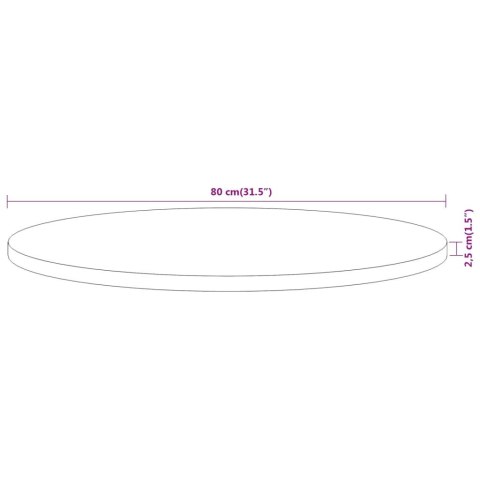BLAT DO STOLIKA Ø80X2,5CM OKRĄGŁY LITE DREWNO AKACJOWE