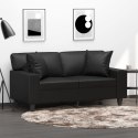 2-OSOBOWA SOFA Z PODUSZKAMI CZARNA 120CM SZTUCZNA SKÓRA