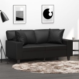 2-OSOBOWA SOFA Z PODUSZKAMI CZARNA 120CM SZTUCZNA SKÓRA