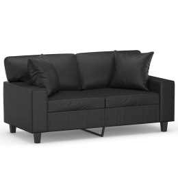 2-OSOBOWA SOFA Z PODUSZKAMI CZARNA 120CM SZTUCZNA SKÓRA