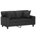 2-OSOBOWA SOFA Z PODUSZKAMI CZARNA 120CM SZTUCZNA SKÓRA