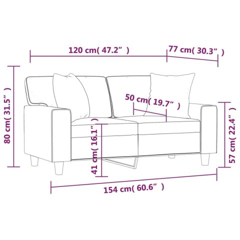 2-OSOBOWA SOFA Z PODUSZKAMI CZARNA 120CM SZTUCZNA SKÓRA