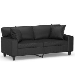 2-OSOBOWA SOFA Z PODUSZKAMI CZARNA 140CM SZTUCZNA SKÓRA