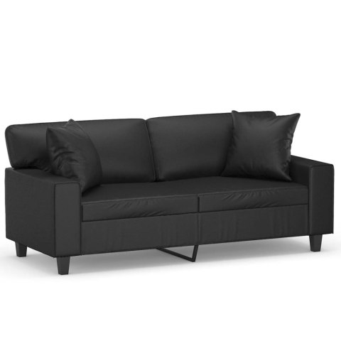 2-OSOBOWA SOFA Z PODUSZKAMI CZARNA 140CM SZTUCZNA SKÓRA