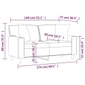 2-OSOBOWA SOFA Z PODUSZKAMI CZARNA 140CM SZTUCZNA SKÓRA