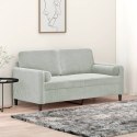 2-OSOBOWA SOFA Z PODUSZKAMI JASNOSZARA 140CM AKSAMIT