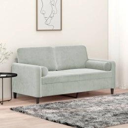 2-OSOBOWA SOFA Z PODUSZKAMI JASNOSZARA 140CM AKSAMIT