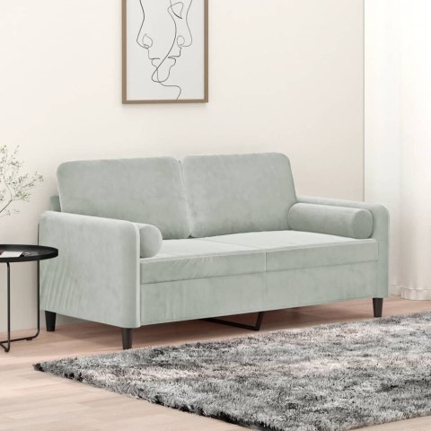 2-OSOBOWA SOFA Z PODUSZKAMI JASNOSZARA 140CM AKSAMIT