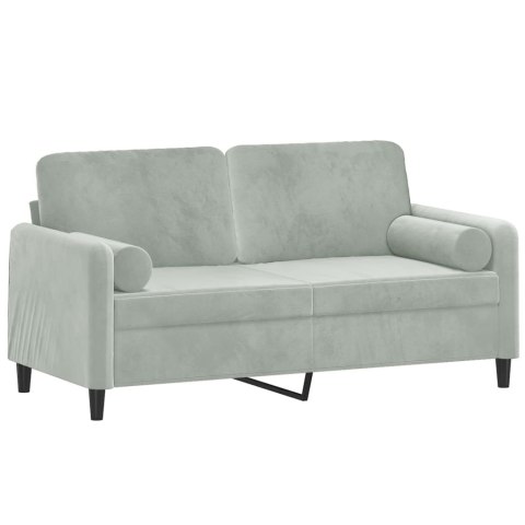 2-OSOBOWA SOFA Z PODUSZKAMI JASNOSZARA 140CM AKSAMIT