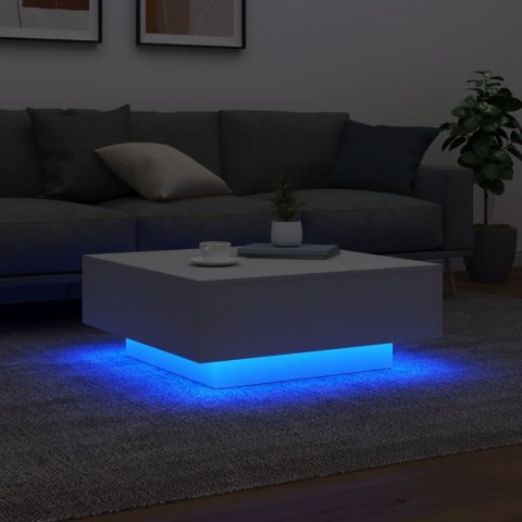 STOLIK KAWOWY Z OŚWIETLENIEM LED BIAŁY 80X80X31CM