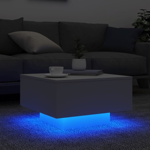 STOLIK KAWOWY Z PODŚWIETLENIEM LED BIAŁY 55X55X31CM
