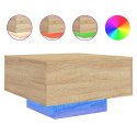 STOLIK KAWOWY Z PODŚWIETLENIEM LED DĄB SONOMA 55X55X31CM