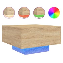 STOLIK KAWOWY Z PODŚWIETLENIEM LED DĄB SONOMA 55X55X31CM