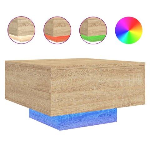 STOLIK KAWOWY Z PODŚWIETLENIEM LED DĄB SONOMA 55X55X31CM