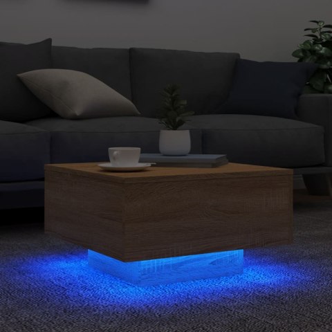 STOLIK KAWOWY Z PODŚWIETLENIEM LED DĄB SONOMA 55X55X31CM