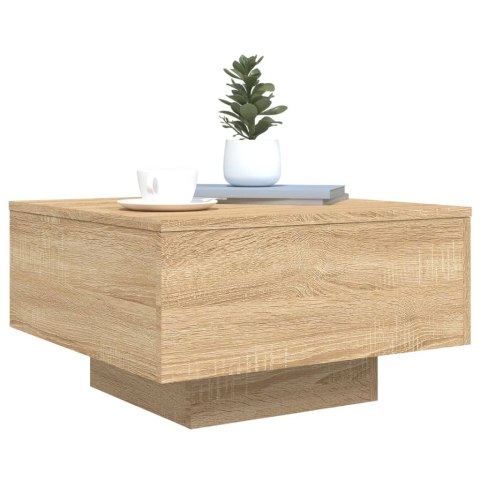 STOLIK KAWOWY Z PODŚWIETLENIEM LED DĄB SONOMA 55X55X31CM